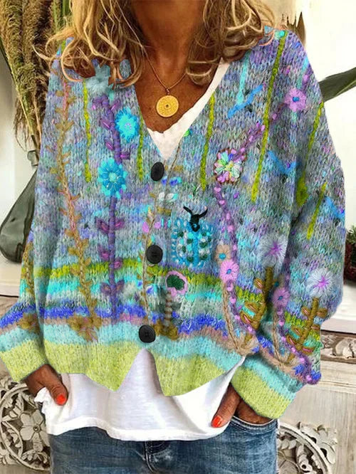 KS | Flowered cardigan with buttons
