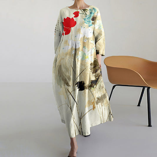 Japanese Lotus Art Women's Dress elevenforest