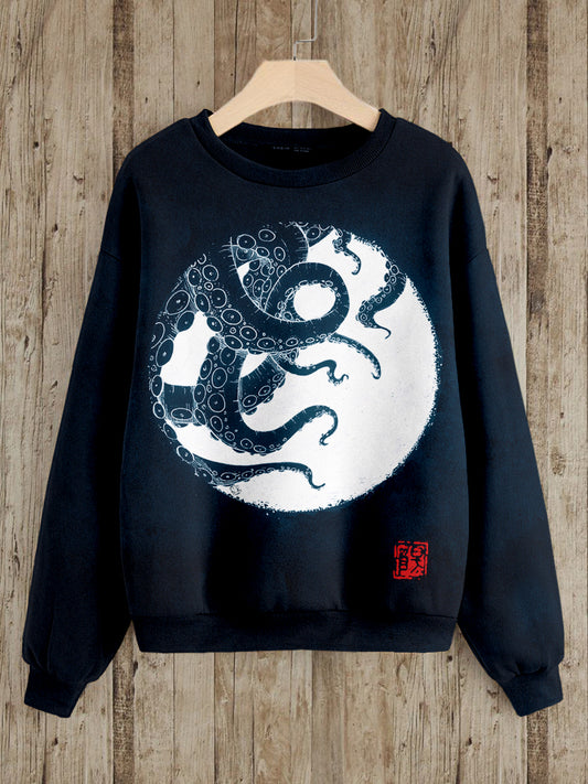 Vintage Ocean Octopus Art Pattern Comfy Sweatshirt elevenforest