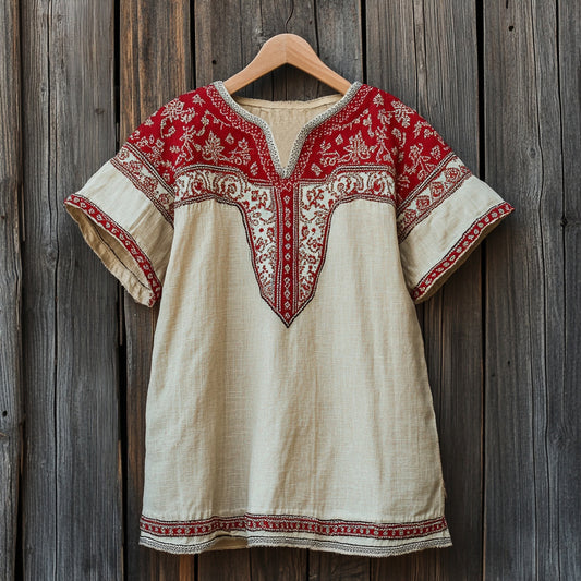 Women's Greenland Embroidery Ethnic Style Flower Short Sleeved Shirt elevenforest