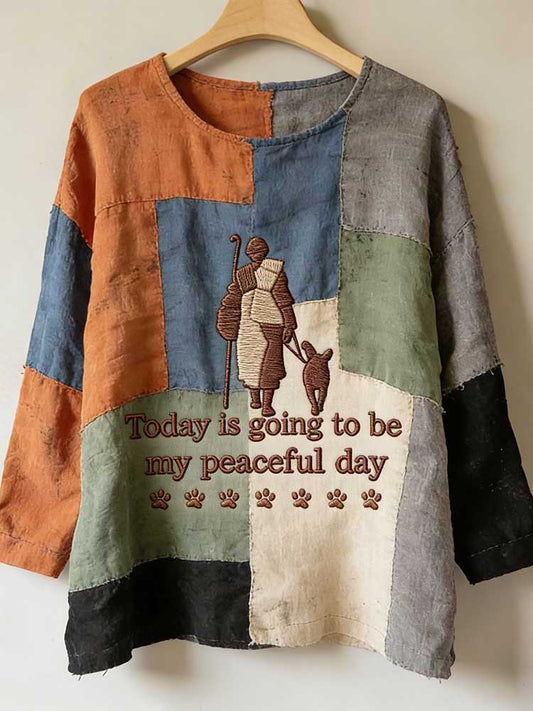 Comstylish Today Is Going To Be My Peaceful Day Patchwork Cozy Tunic