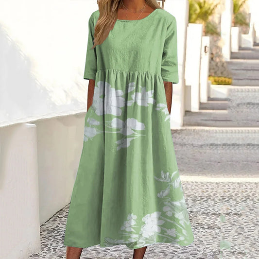 Women's Retro Floral Print Dress elevenforest