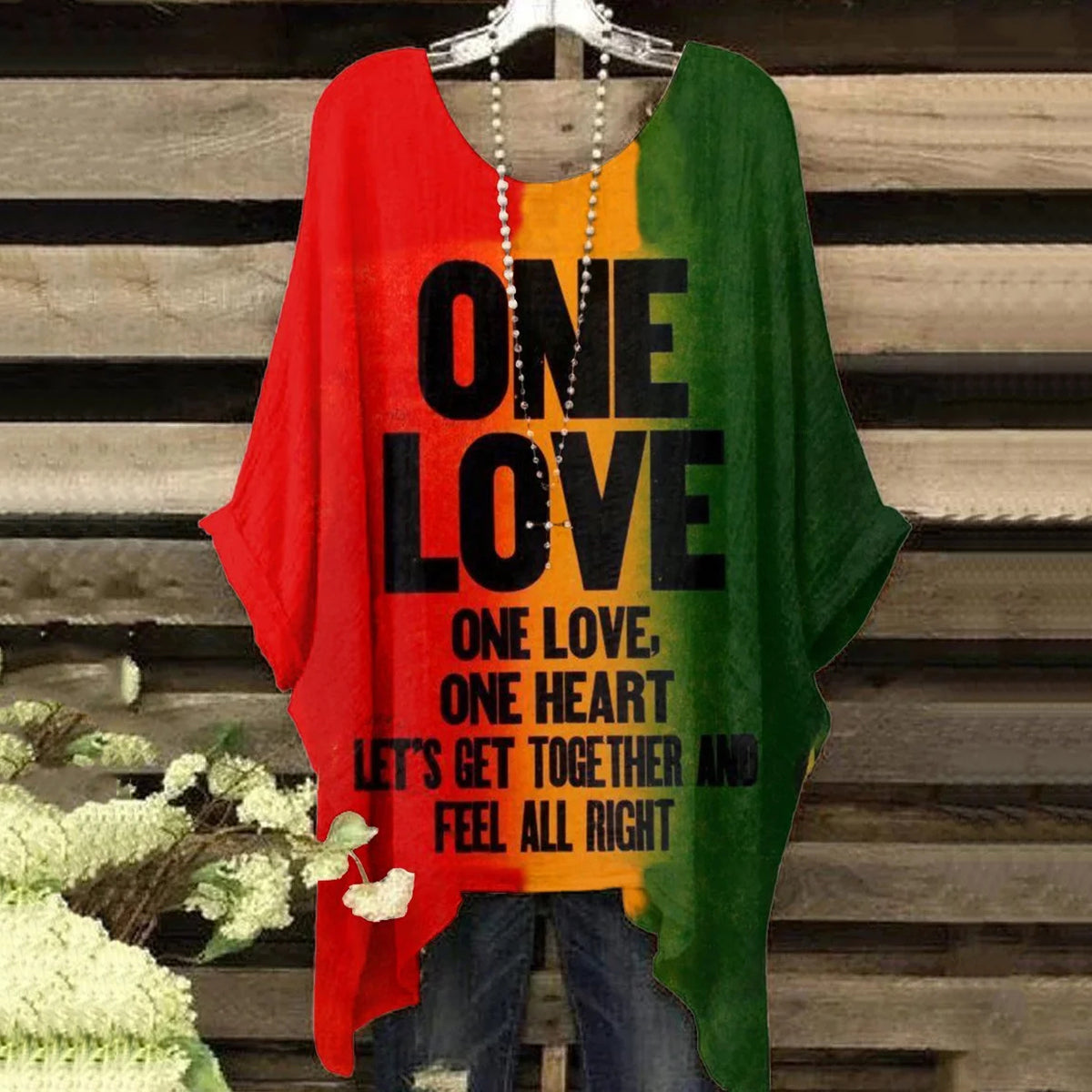 Vintage Reggae One Love Irregular Shirt elevenforest