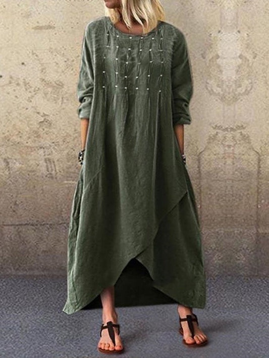 Casual Round Neck Solid Color Dress