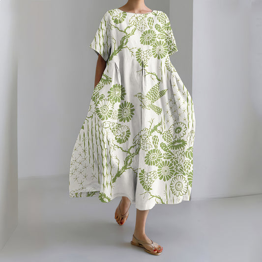 Comstylish Women's Japanese-style Floral Art Casual Dress