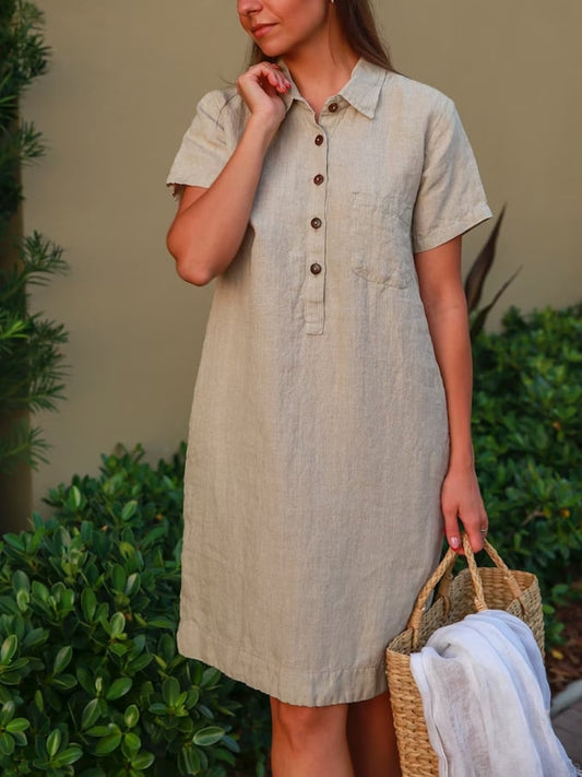 Women's Cotton Linen Shirt Dress