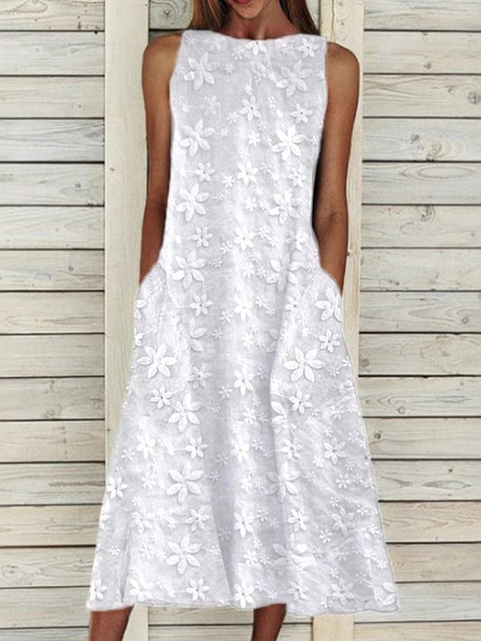 Women's Casual Retro Embroidered Floral Print Dress elevenforest