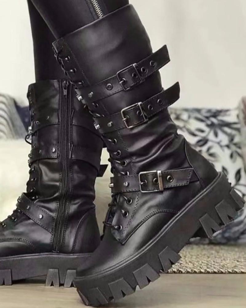 KS | Boots with zipper and buckles