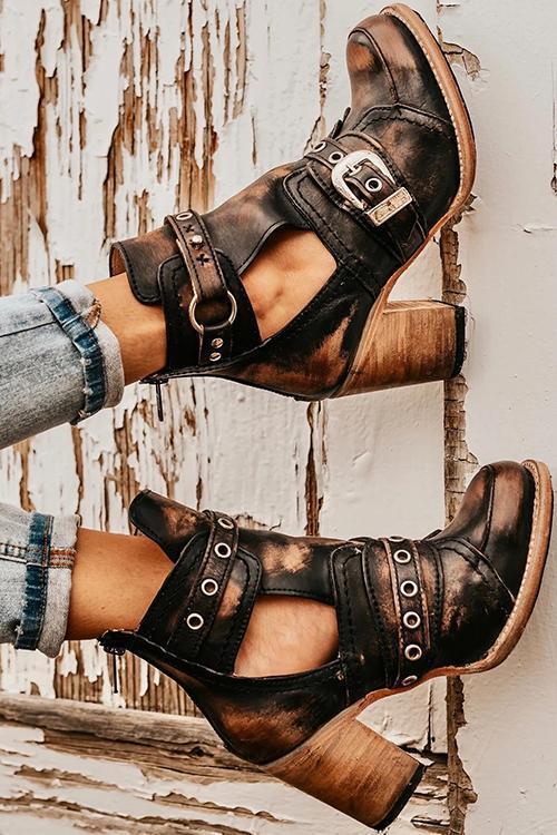 KS | Rustic ankle boot with block heels