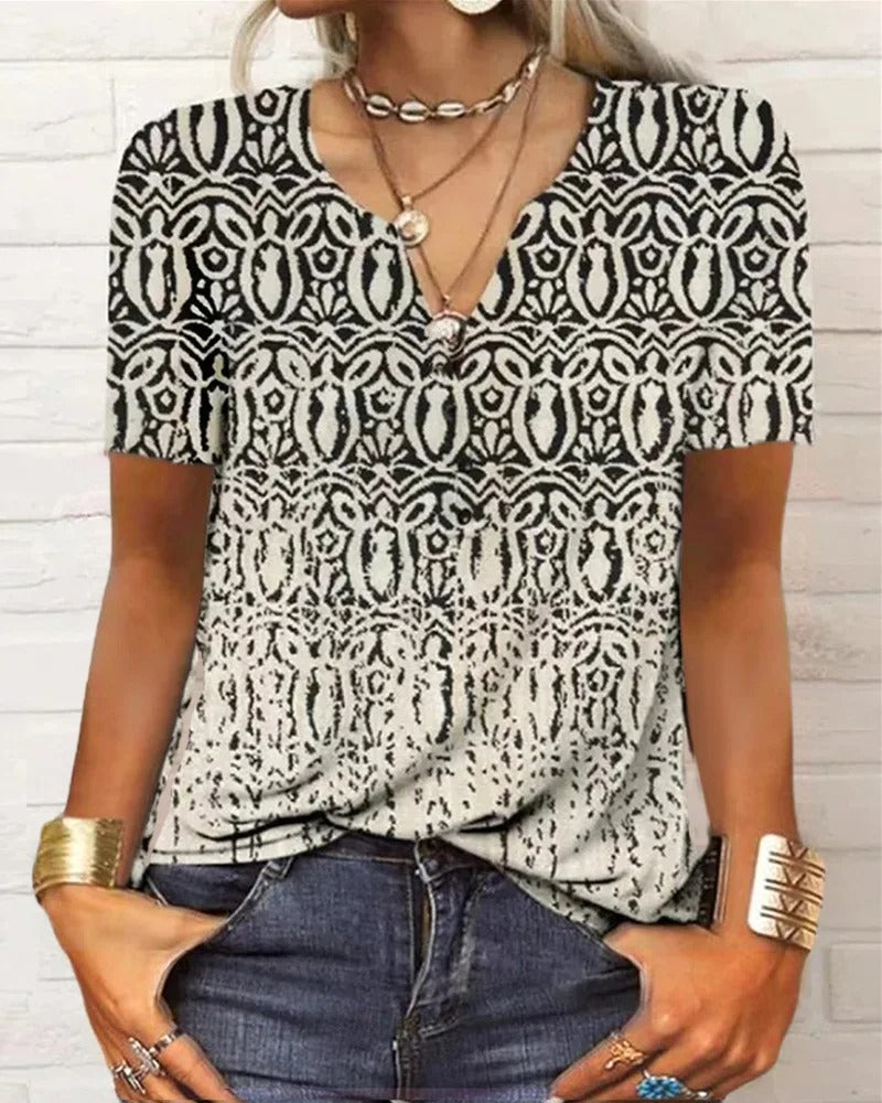 KS | long-sleeved top with boho patchwork print