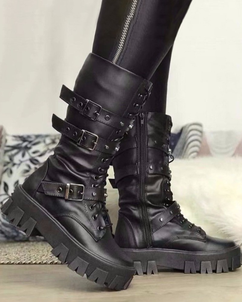 KS | Boots with zipper and buckles