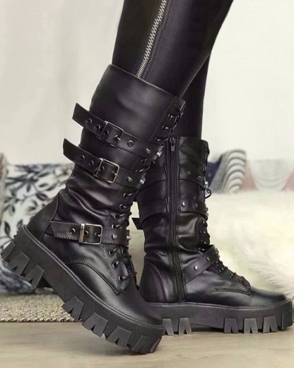 KS | Boots with zipper and buckles
